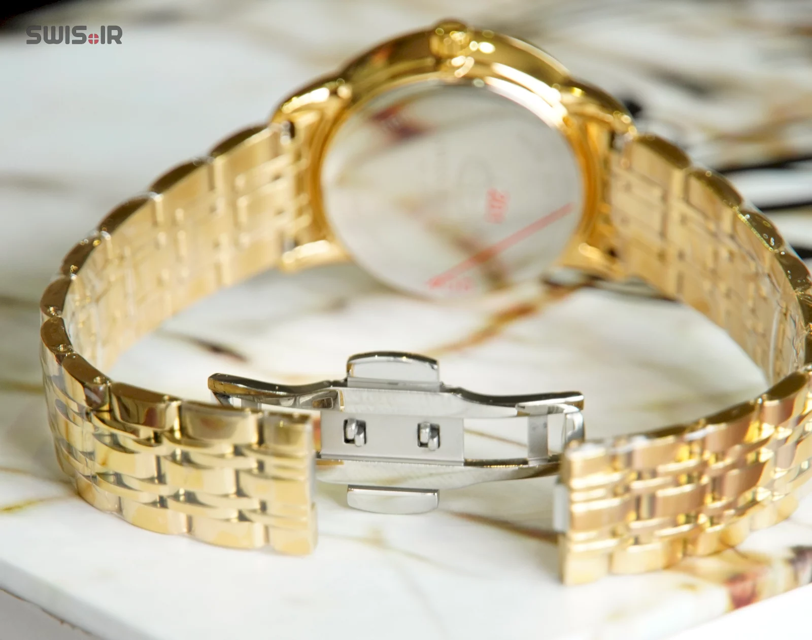 نمایش بند و قفل بند ساعت مچی مردانه برند سوئیس پرینس ‌ مدل Gold-816-M