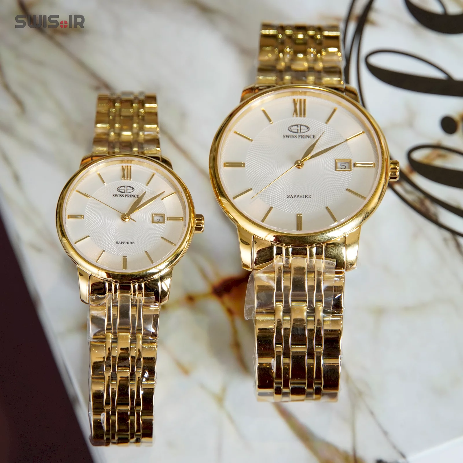 ست مردانه ـ زنانه ساعت مچی برند سوئیس پرینس مدل Gold-816-M