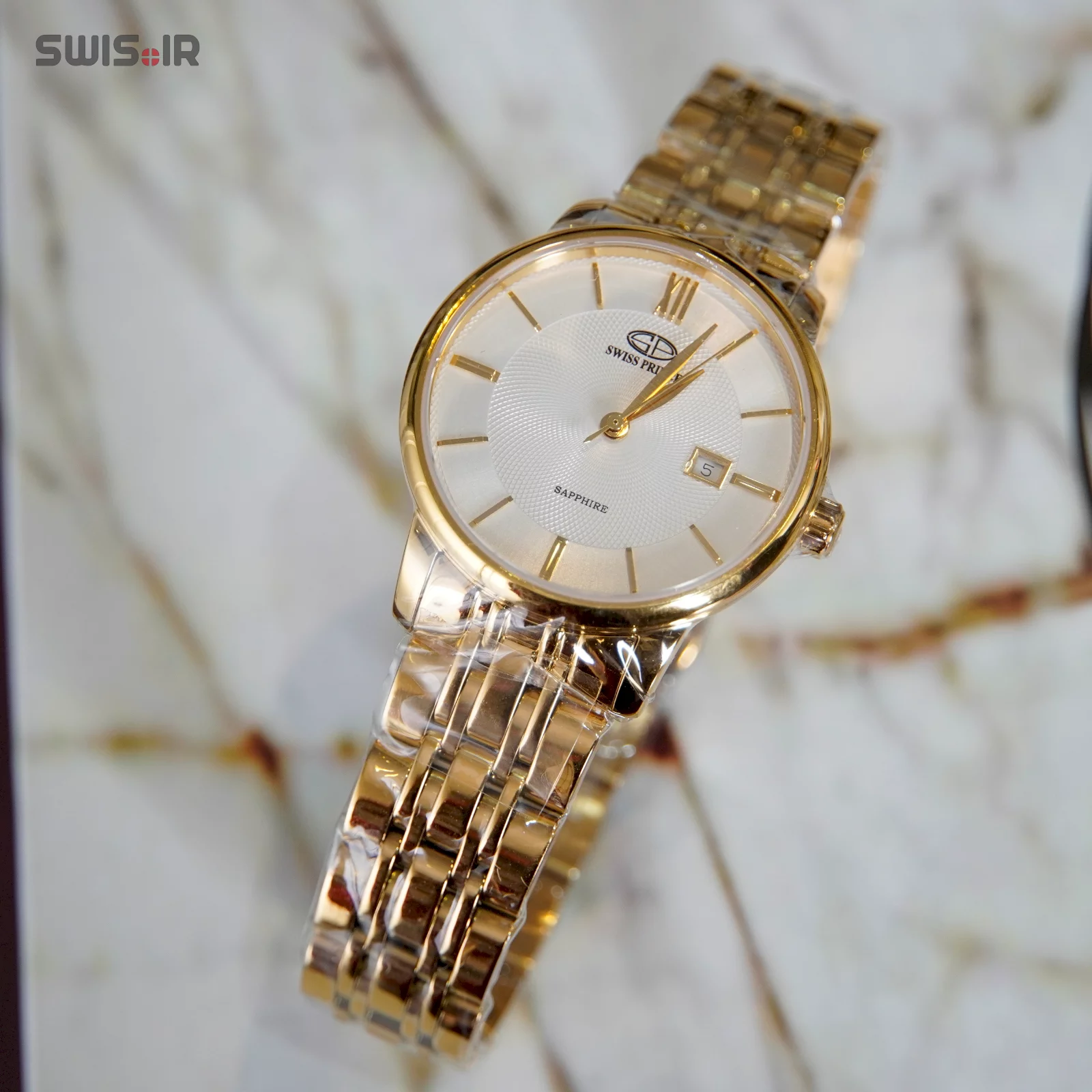 نمایش عقربه‌های ساعت مچی زنانه برند سوئیس پرینس ‌مدل Gold-816-L