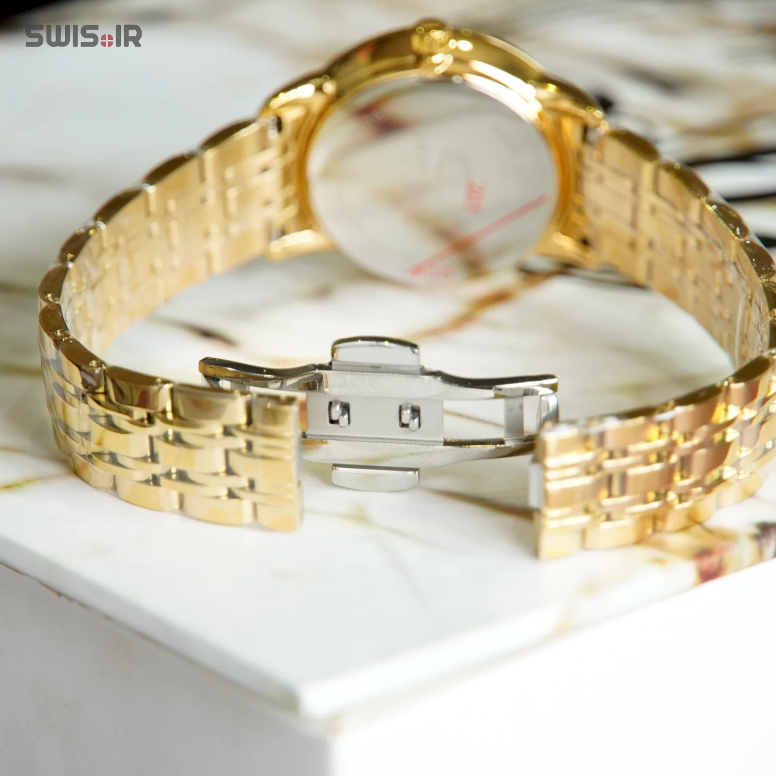 نمایش بند و قفل بند ساعت مچی زنانه برند سوئیس پرینس ‌مدل Gold-816-L