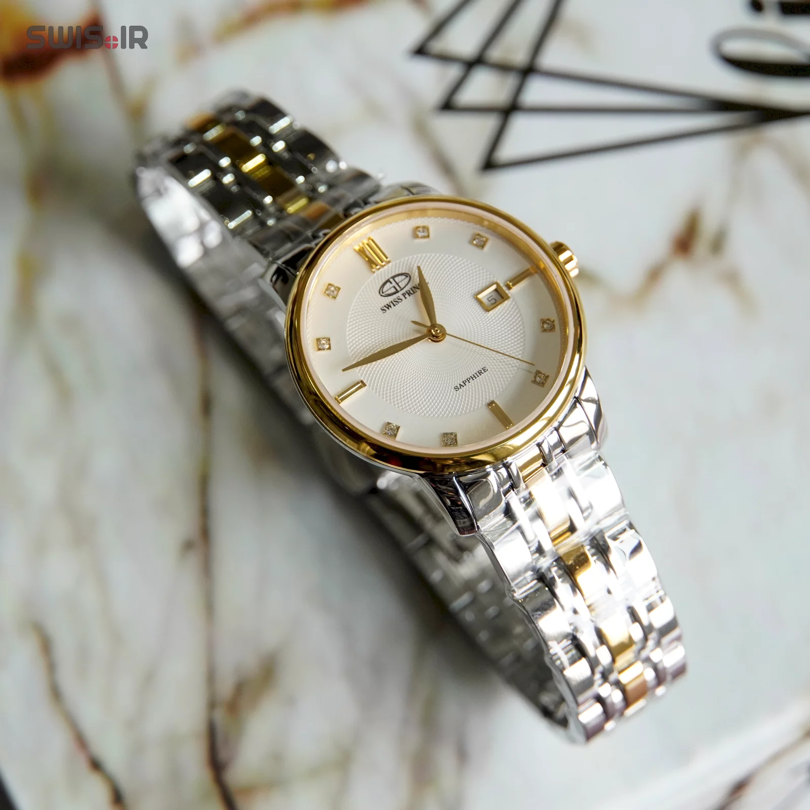 ساعت مچی زنانه برند سوئیس پرینس مدل MC-GOLD-818-L