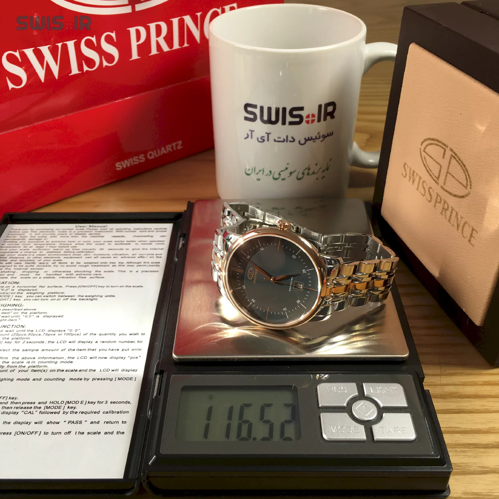 وزن دقیق ساعت مچی مردانه برند سوئیس پرینس مدل MCBR-817-M