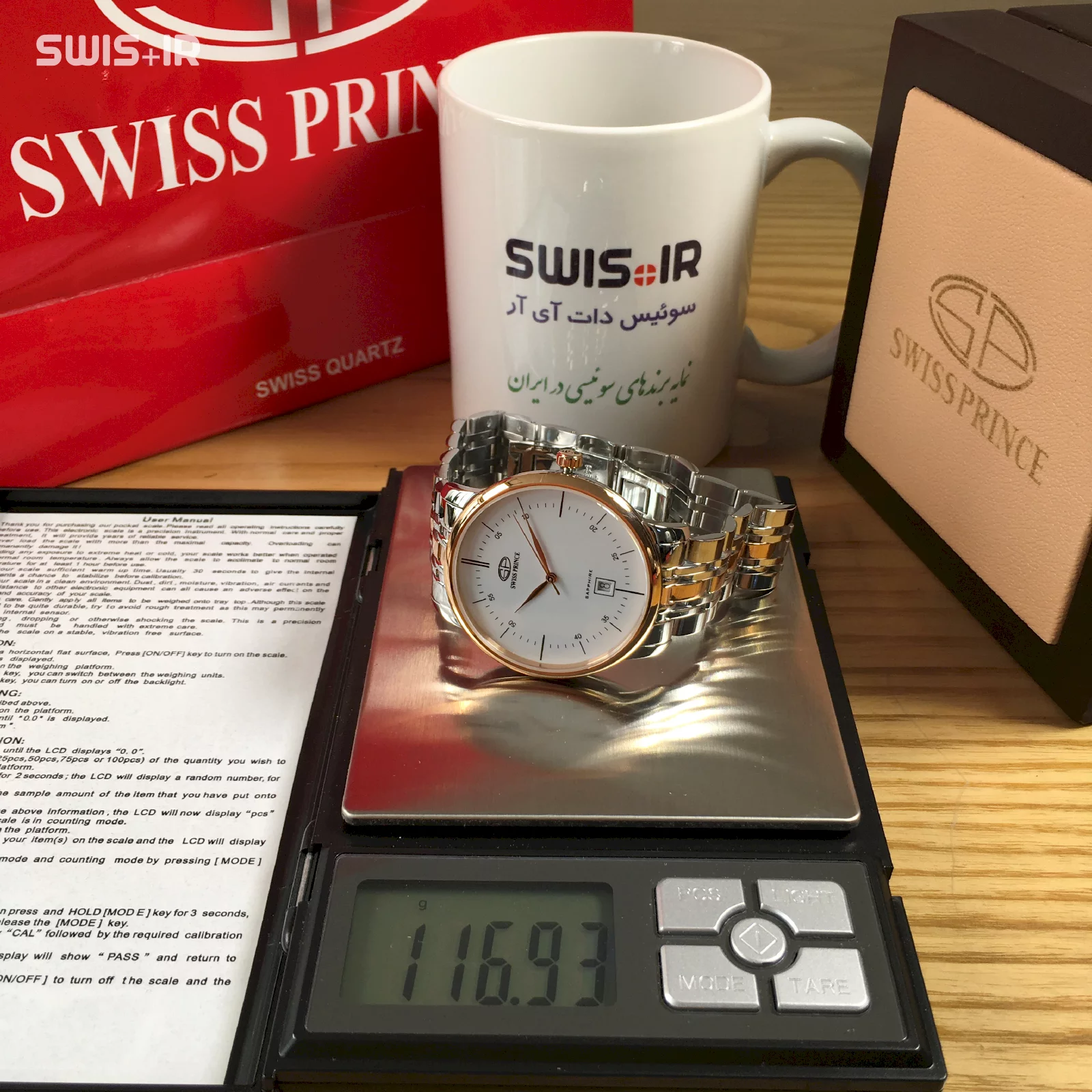 وزن دقیق ساعت مچی مردانه برند سوئیس پرینس مدل MCRW-817-M