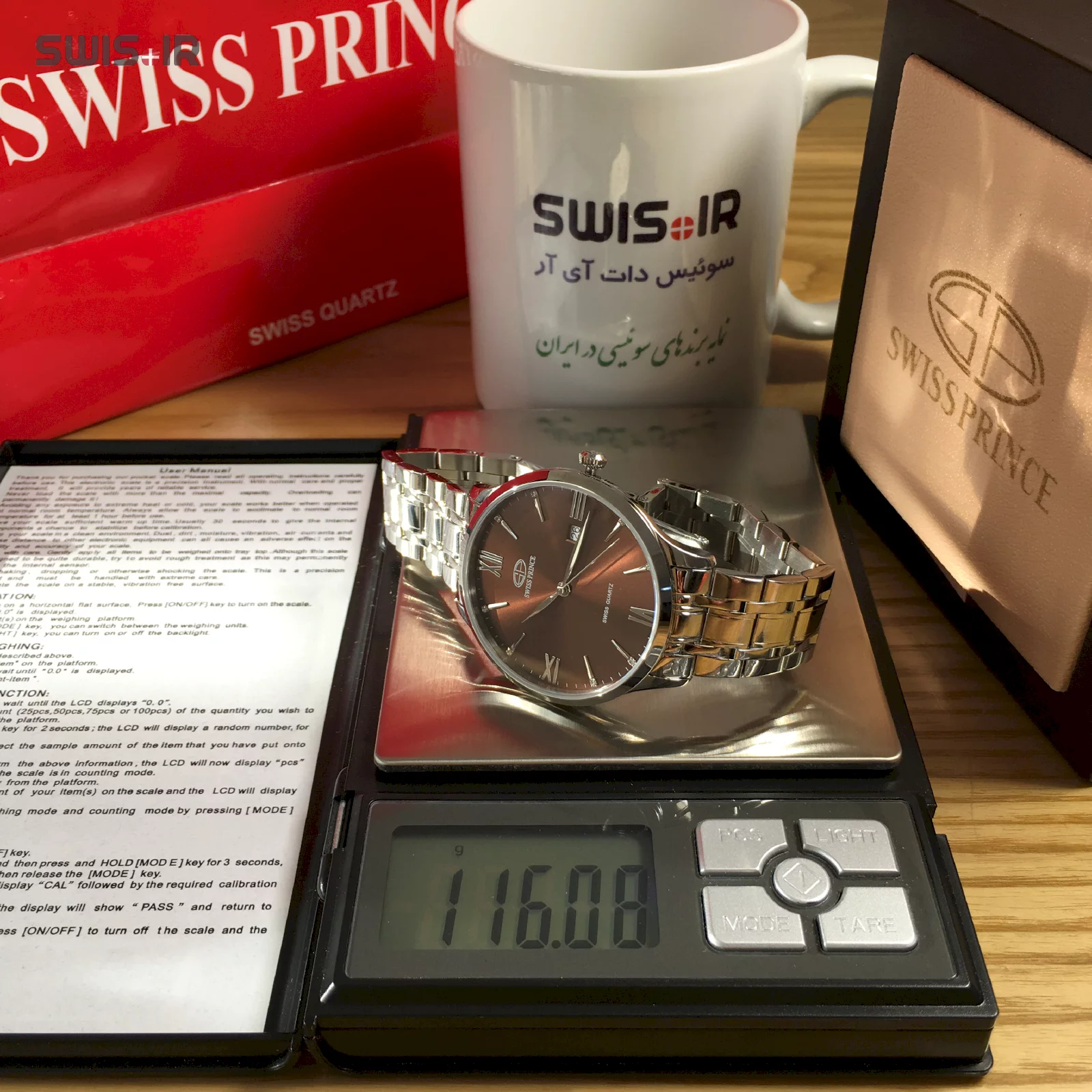وزن دقیق ساعت مچی برند سوئیس پرینس مدل MCS-815-M