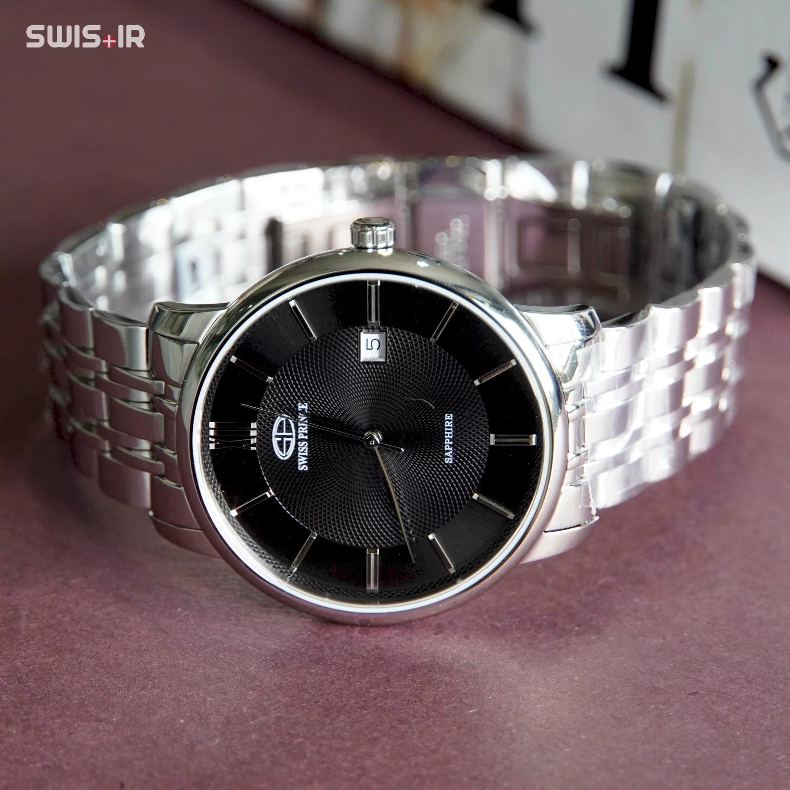 ساعت مچی مردانه برند سوئیس پرینس مدل Silver-Black-816-M