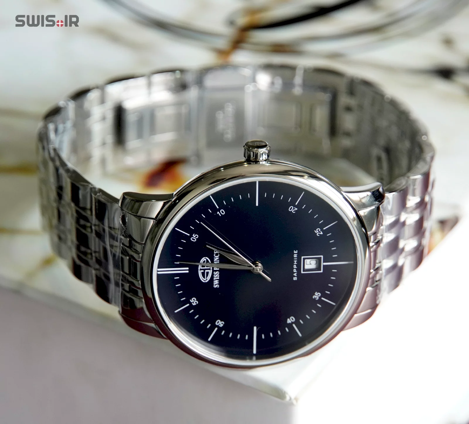 ساعت مچی مردانه برند سوئیس پرینس مدل Silver-Black-817-M