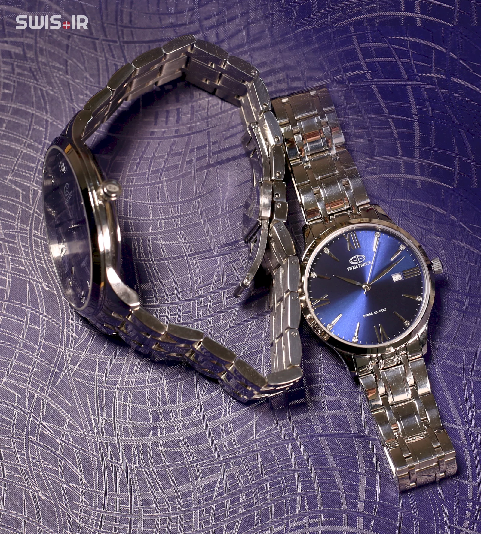 ست ساعت مچی نامزدی برند سوئیس پرینس مدل Silver-Blue-815