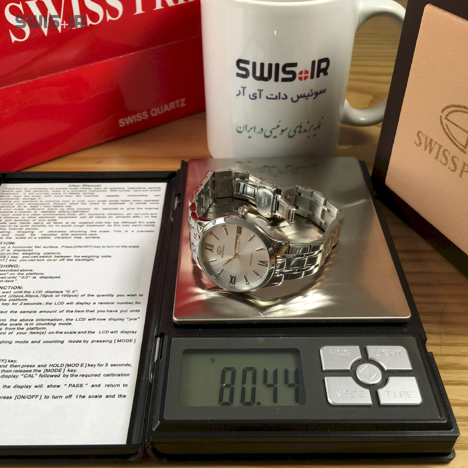وزن دقیق ساعت مچی زنانه برند سوئیس پرینس مدل Silver-S-815-L
