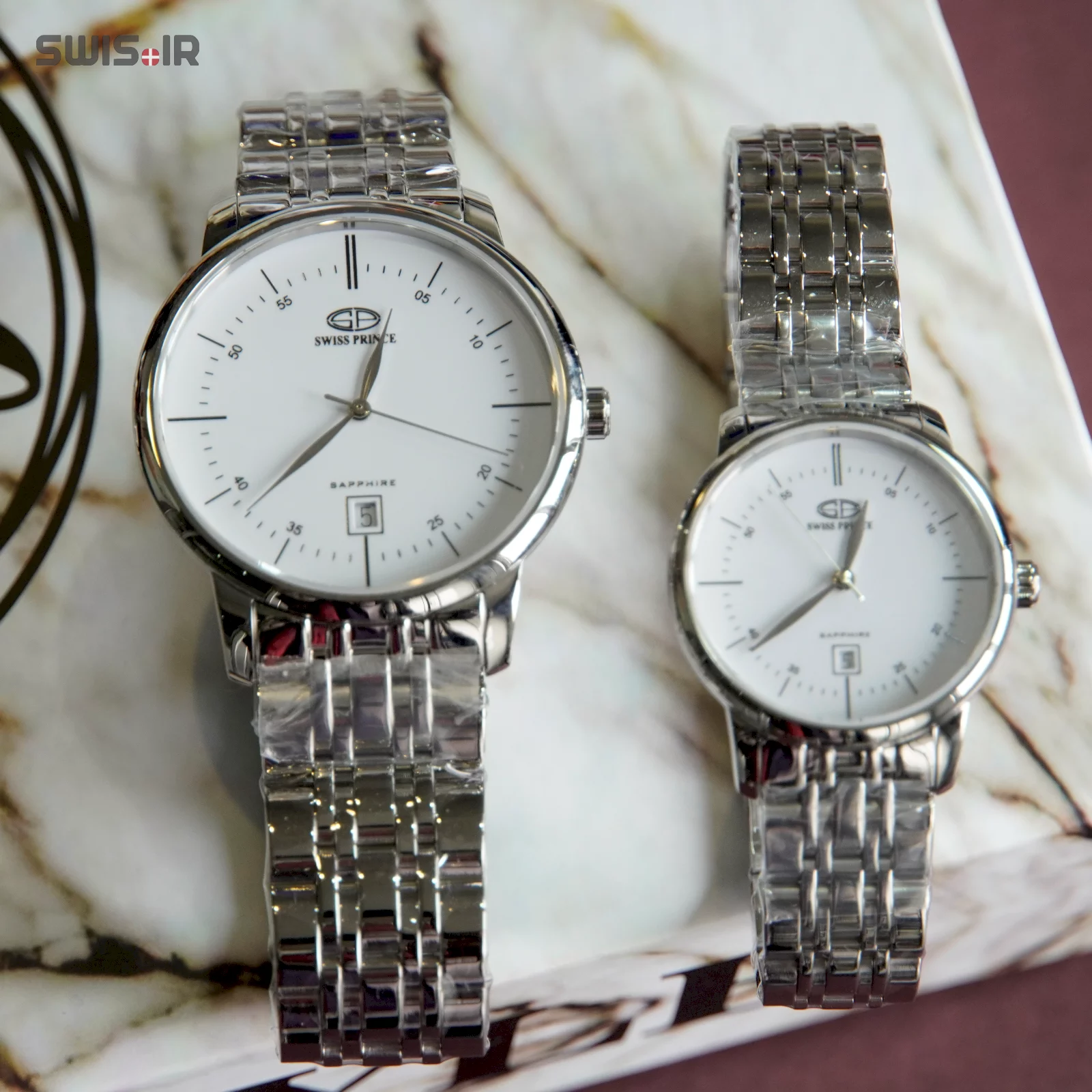 ست ساعت مچی نامزدی برند سوئیس پرینس مدل Silver-W-817