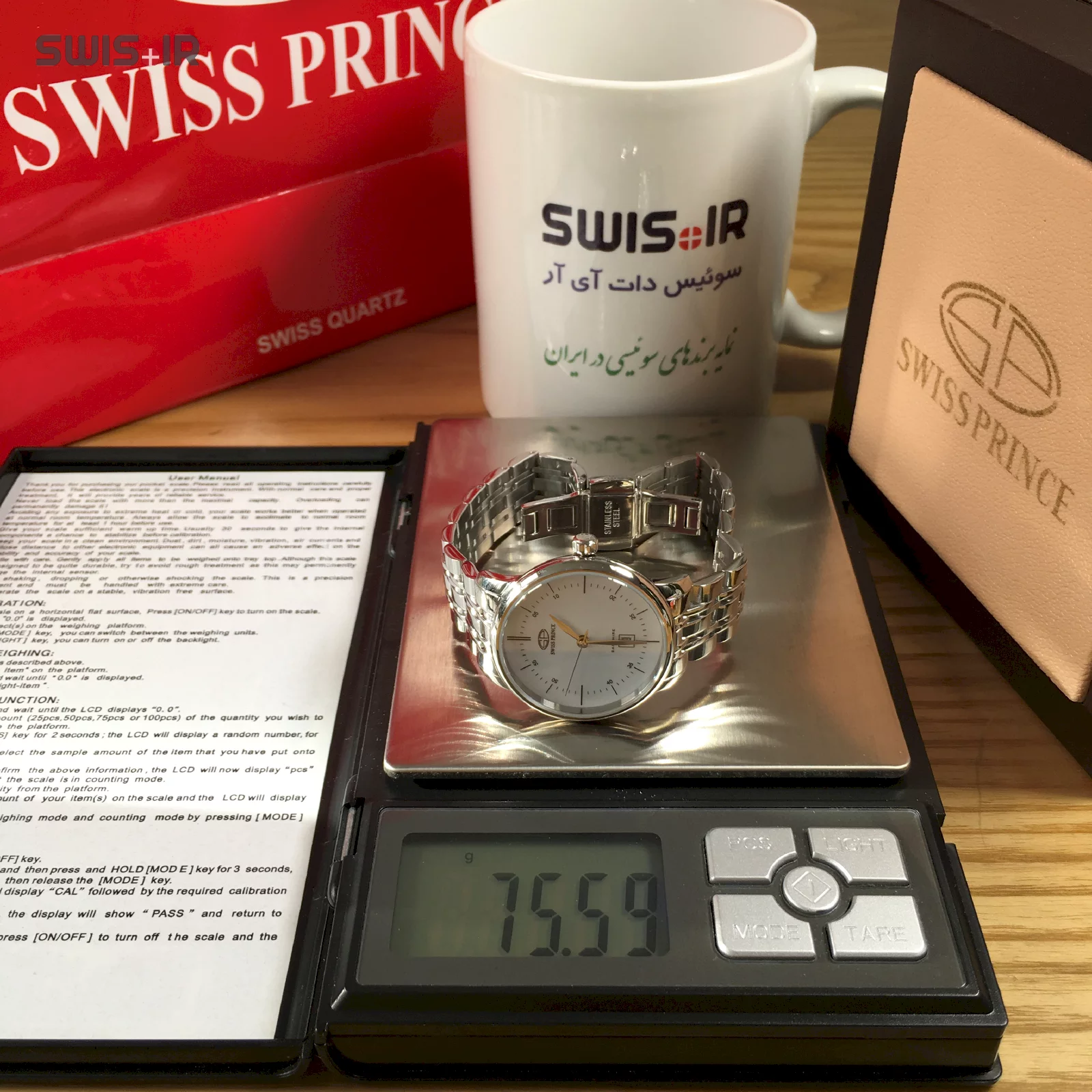 وزن دقیق ساعت مچی زنانه برند سوئیس پرینس مدل Silver-W-817-L