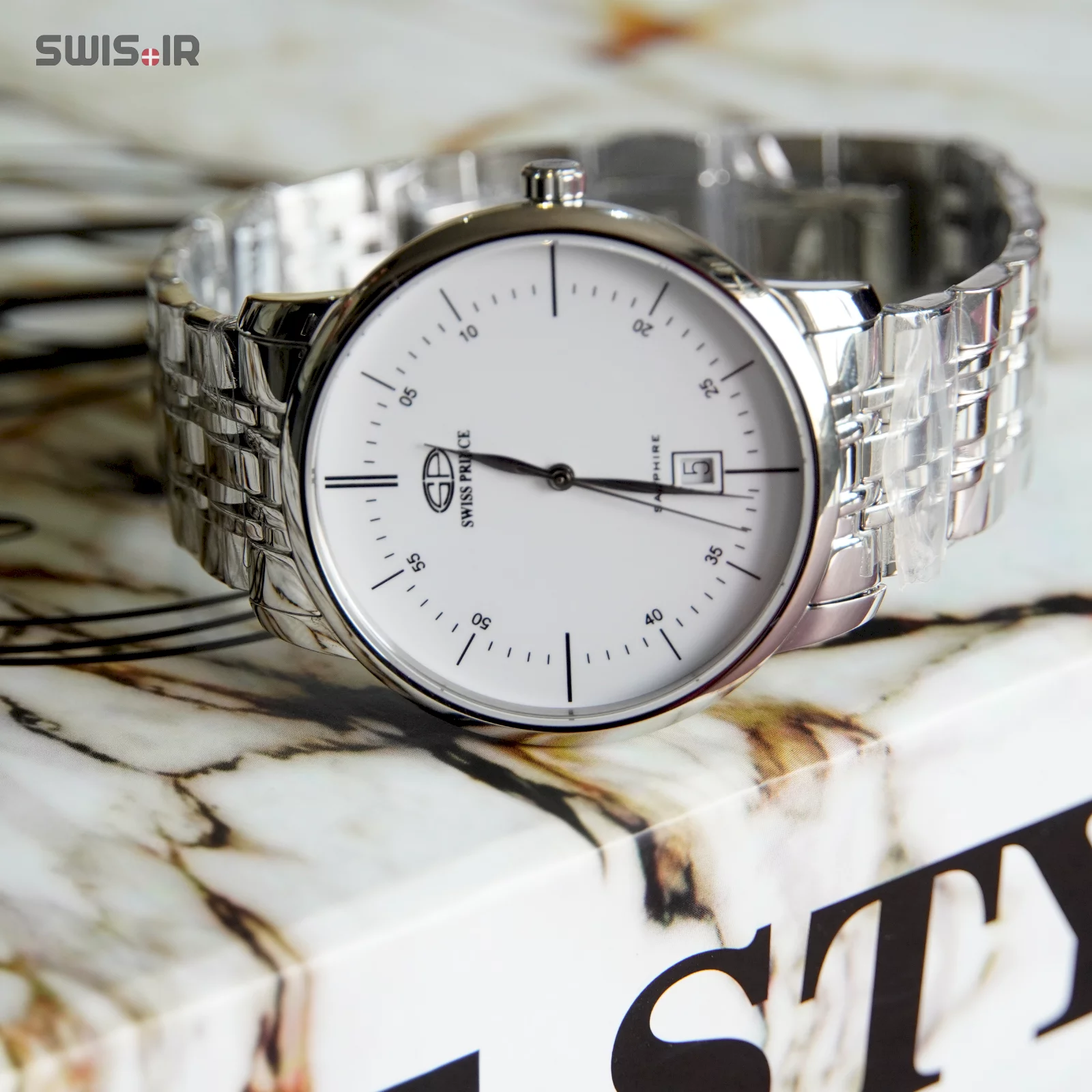جزئیات صفحه نمایش ساعت مچی مردانه برند سوئیس پرینس مدل Silver-W-817-M