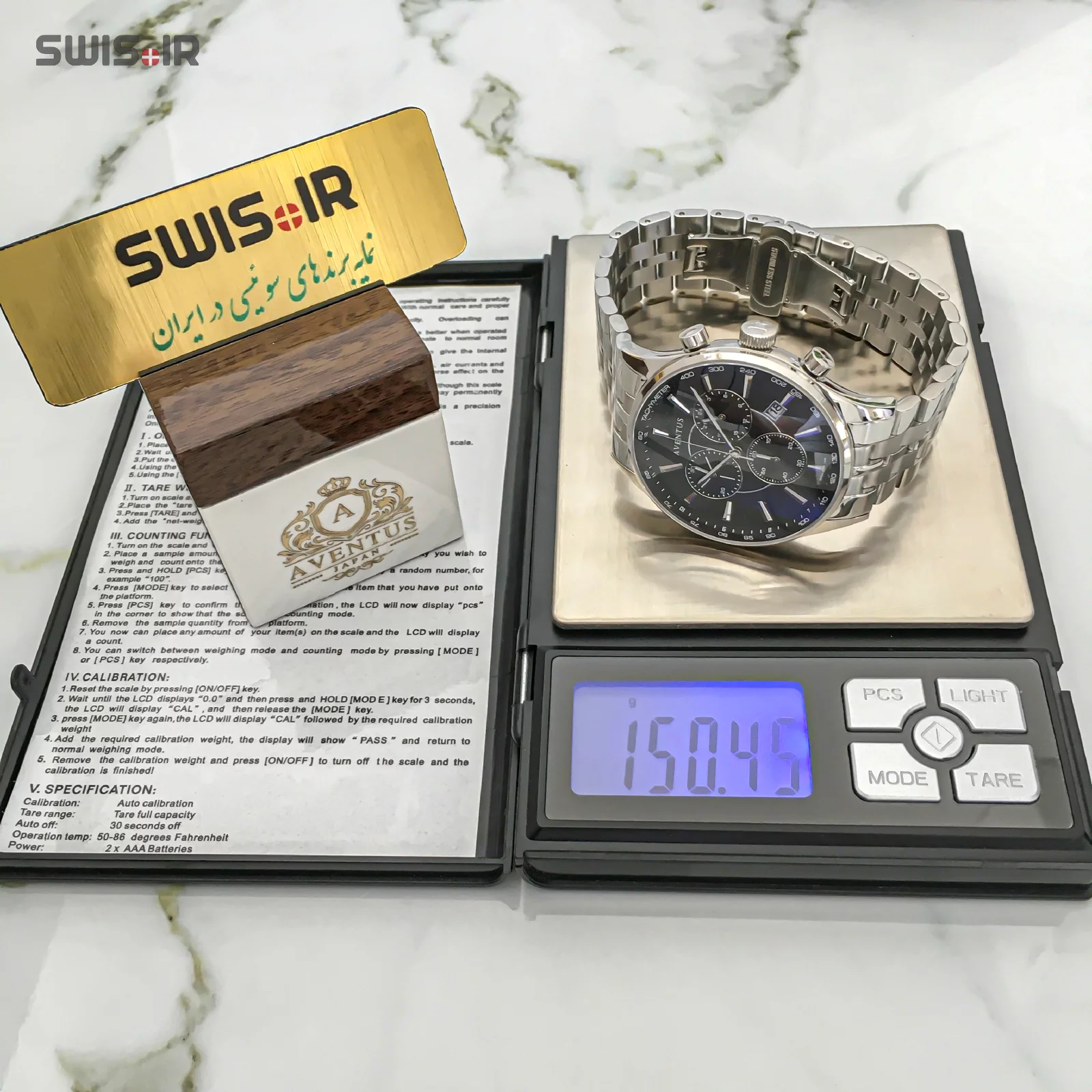 نمایش وزن ساعت مچی مردانه برند اونتوس ‌مدل 1348-1GBK